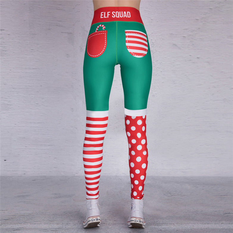 Christmas print clothing fitness pants