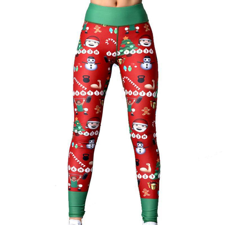 Christmas print clothing fitness pants