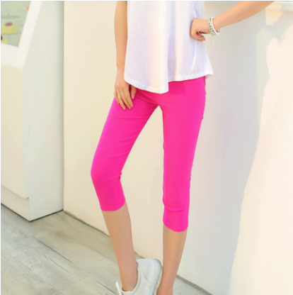 Summer new candy color cropped pants