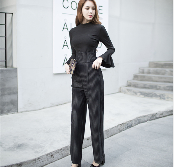 High Waist Striped Jumpsuit