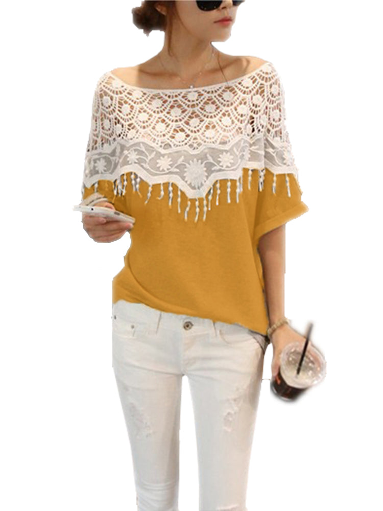 Hollo Out Batwing Sleeve Blouse