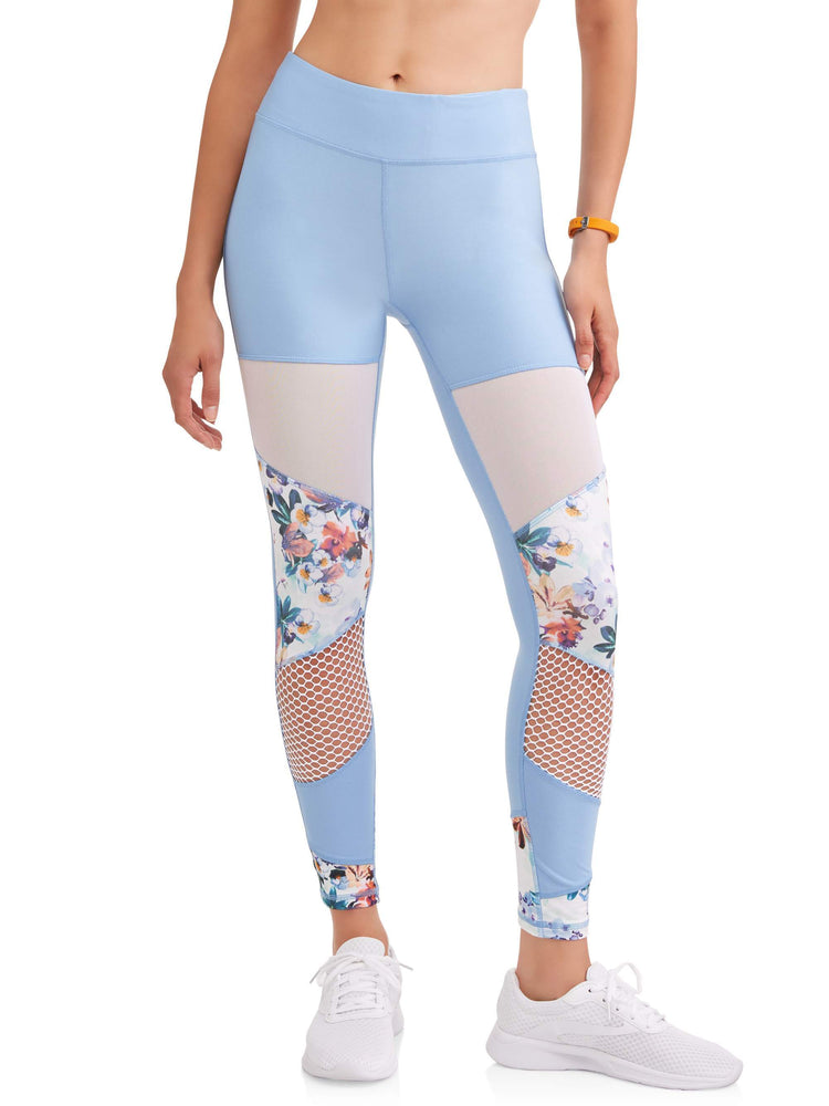 N.Y.L. Sport Women's Floral Print and Mesh Insert Performance Legging - unitedstatesgoods