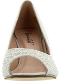 BONNIBEL WONDA-2 Women's Peep Toe Low Heel Glitter Slip On Dress Pumps - unitedstatesgoods