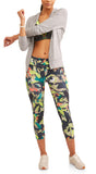 Women's Active Allover Print Performance Capri Legging with Mesh Inserts - unitedstatesgoods