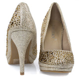 Cassie70 by Delicacy, Sparkling High Heel Dress Pump w Round Toe, Glitter & Rhinestones - unitedstatesgoods