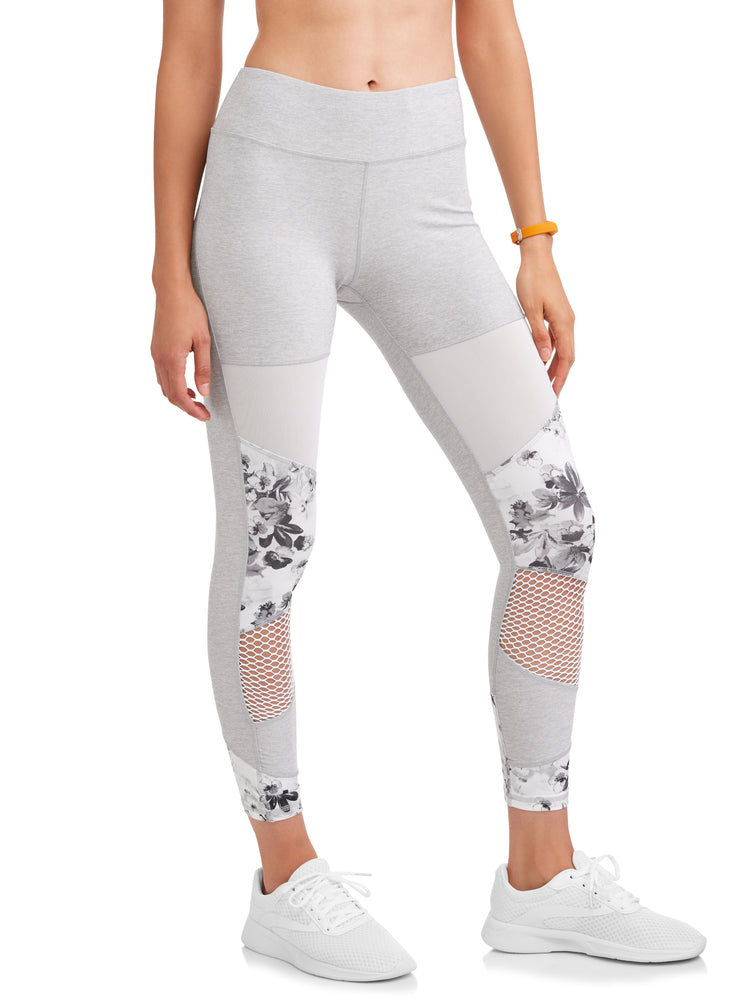 N.Y.L. Sport Women's Floral Print and Mesh Insert Performance Legging - unitedstatesgoods