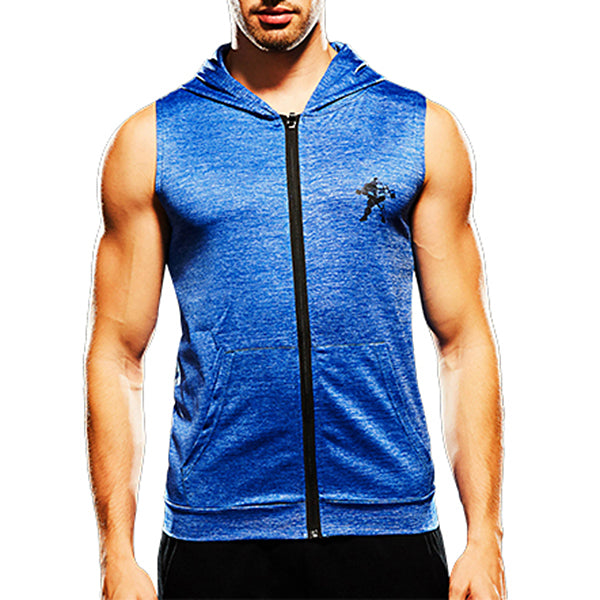 Mens Fashion Zip Up Fitness Running Hooded Vest - unitedstatesgoods