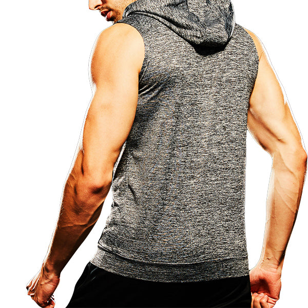 Mens Fashion Zip Up Fitness Running Hooded Vest - unitedstatesgoods