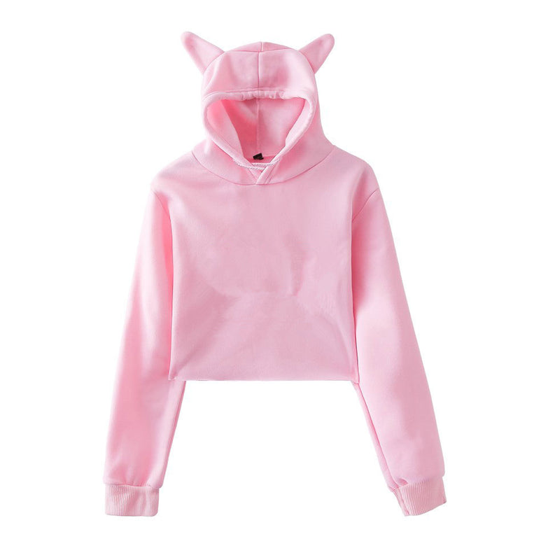 Women's Cat Ear Hooded Short-Sleeved Sweater