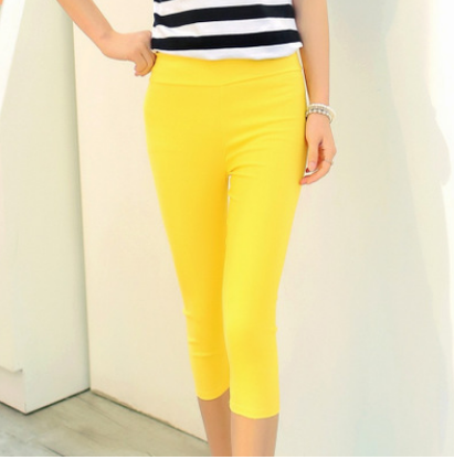 Summer new candy color cropped pants