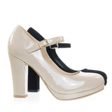 Ayden by City Classified, Foam Padded Comfortable Mary-Jane Dress Pump, Chunky Block High Heel - unitedstatesgoods