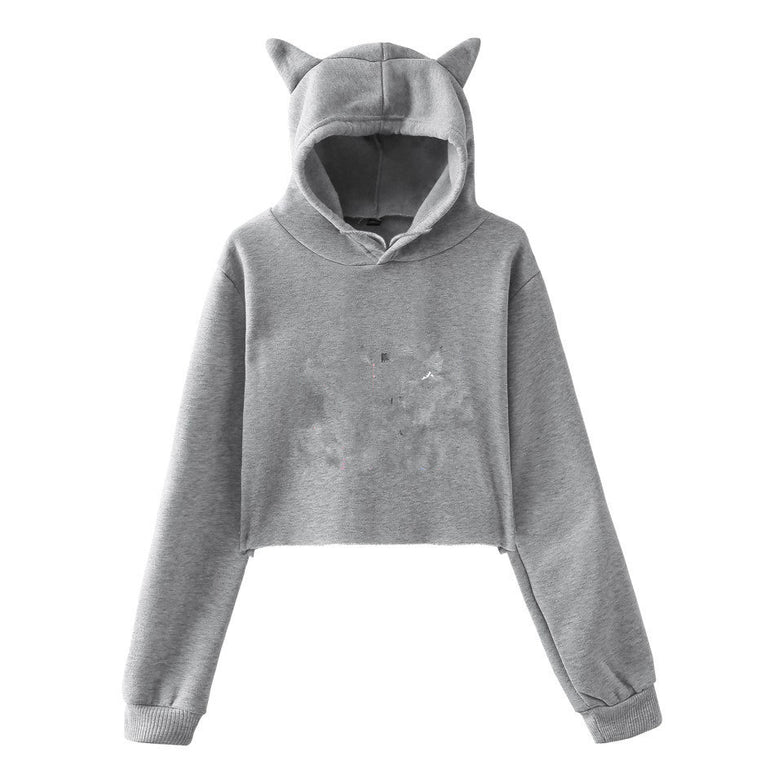 Women's Cat Ear Hooded Short-Sleeved Sweater