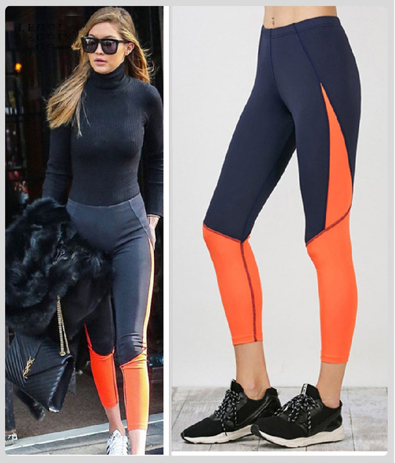 Contrast stitching yoga leggings