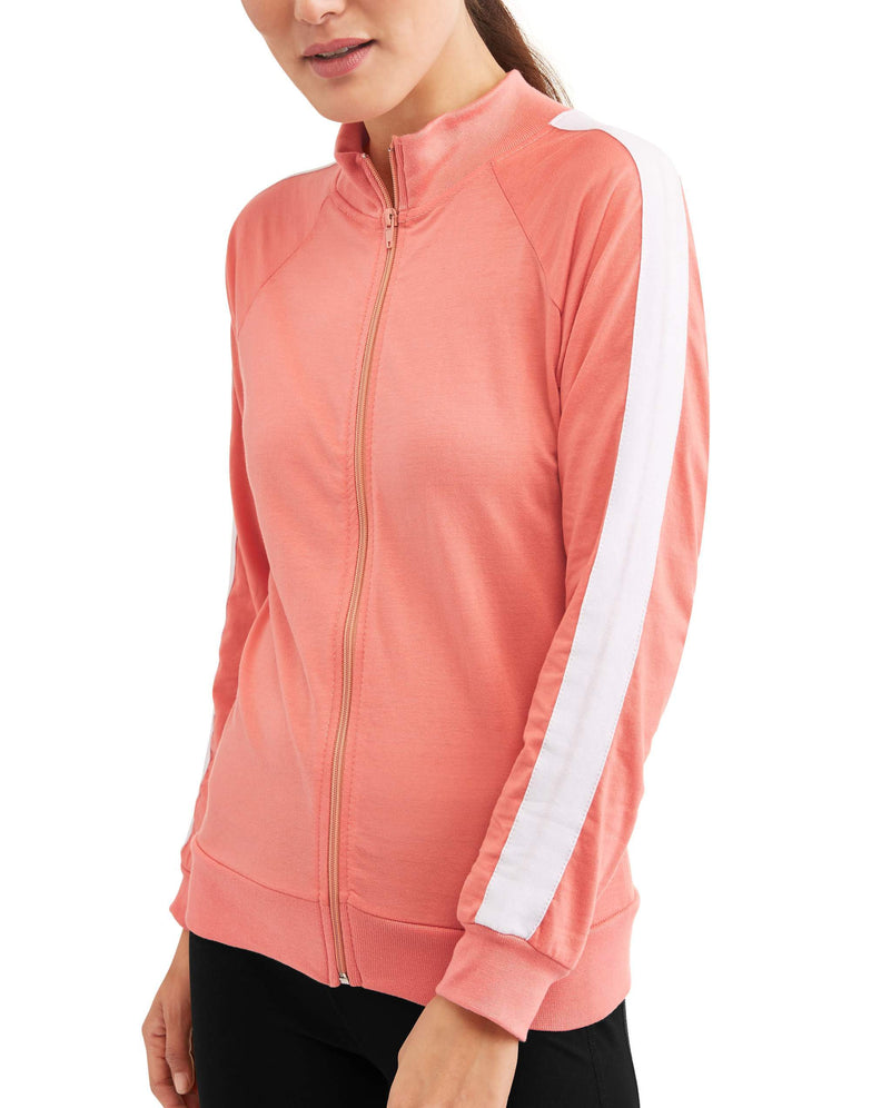 Women's Athleisure Essential Athletic Stripe Mockneck Jacket - unitedstatesgoods