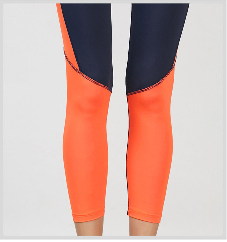 Contrast stitching yoga leggings