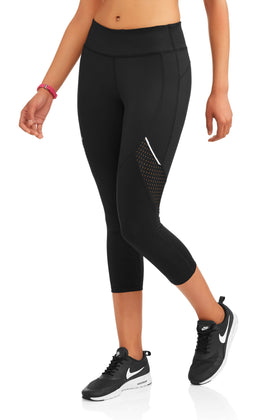 Women's Active Allover Print Performance Capri Legging with Mesh Inserts - unitedstatesgoods