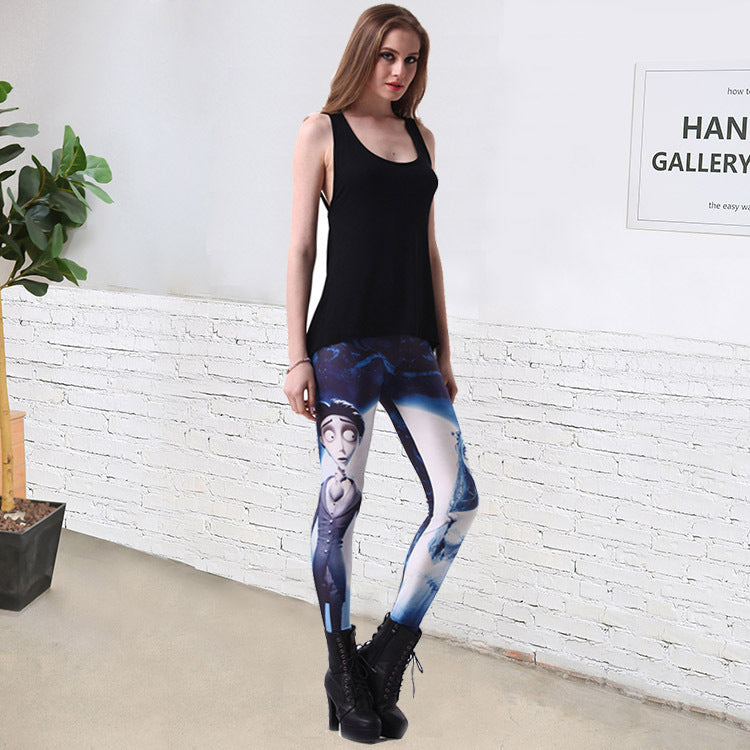 Bride zombie print yoga pants female