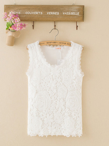 Floral Crochet Lace Tank Tops