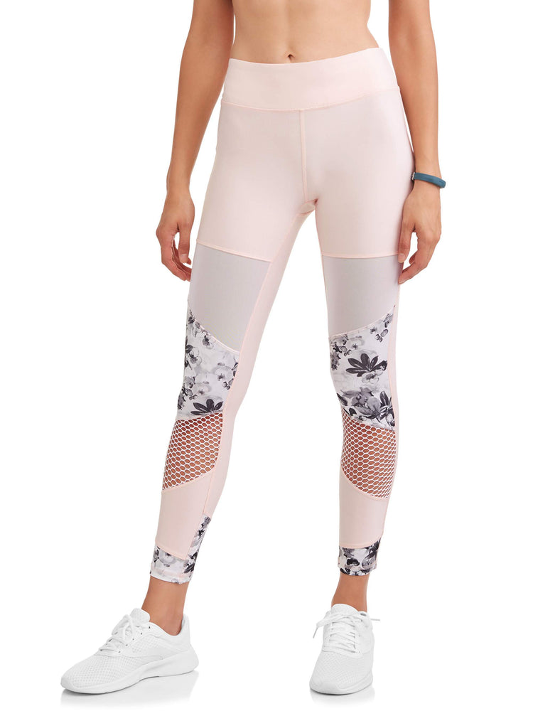 N.Y.L. Sport Women's Floral Print and Mesh Insert Performance Legging - unitedstatesgoods