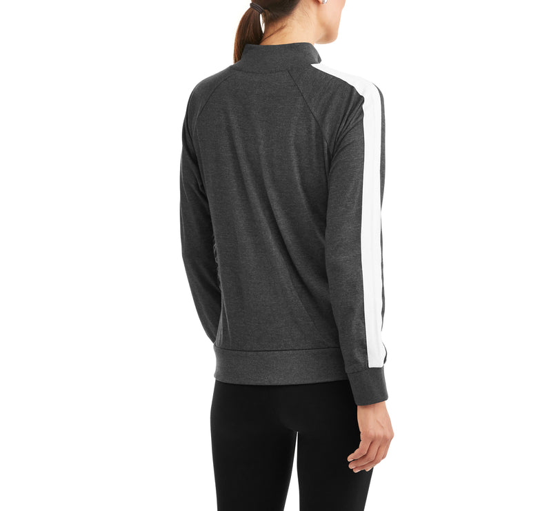 Women's Athleisure Essential Athletic Stripe Mockneck Jacket - unitedstatesgoods