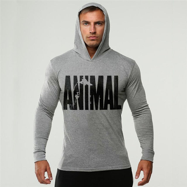 Animal Print Hooded Hoodies Thin Men Casual Sweatshirts Long Sleeve Slim Fitness Clothing Hoodie Sweatshirt Black White Tops - unitedstatesgoods