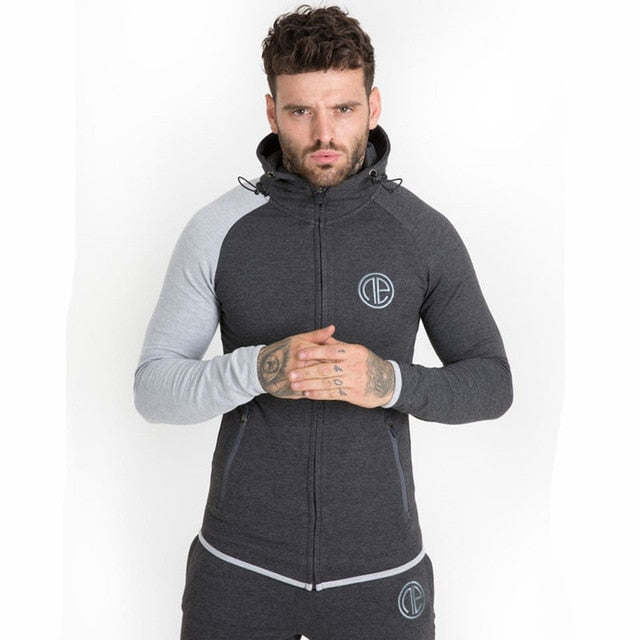 Autumn New Mens Skinny Hoodies Sweatshirts Male Gyms Fitness Bodybuilding Joggers Sportswear Casual Fashion Cotton Zipper Jacket - unitedstatesgoods