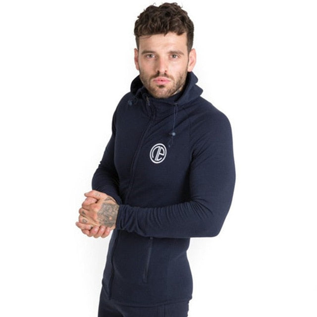 Autumn New Mens Skinny Hoodies Sweatshirts Male Gyms Fitness Bodybuilding Joggers Sportswear Casual Fashion Cotton Zipper Jacket - unitedstatesgoods