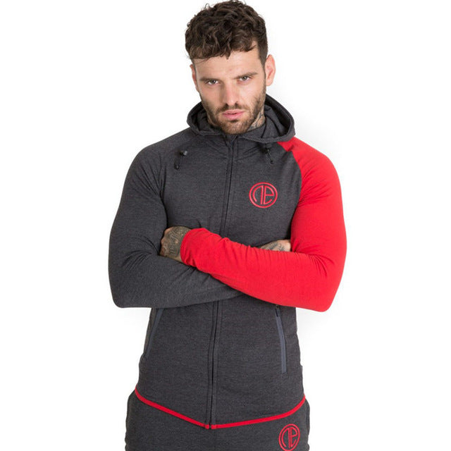 Autumn New Mens Skinny Hoodies Sweatshirts Male Gyms Fitness Bodybuilding Joggers Sportswear Casual Fashion Cotton Zipper Jacket - unitedstatesgoods