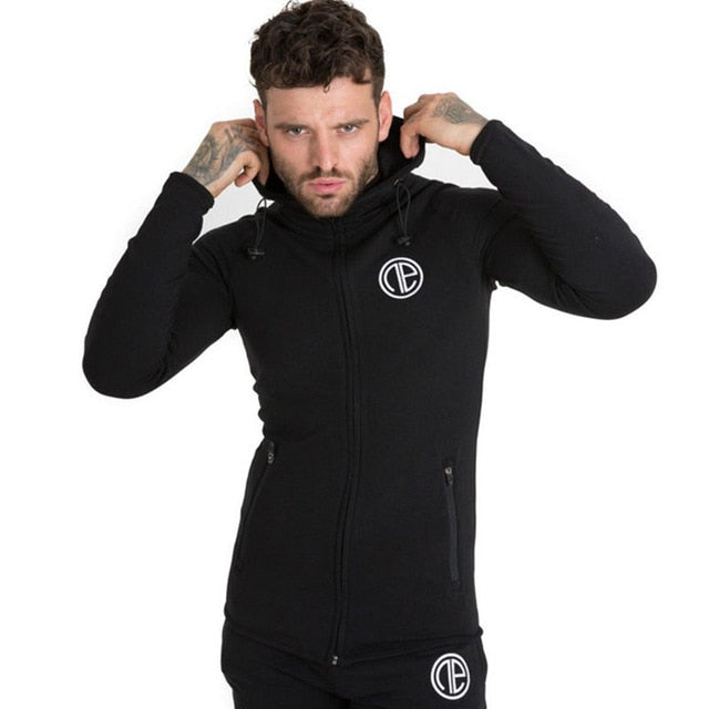 Autumn New Mens Skinny Hoodies Sweatshirts Male Gyms Fitness Bodybuilding Joggers Sportswear Casual Fashion Cotton Zipper Jacket - unitedstatesgoods