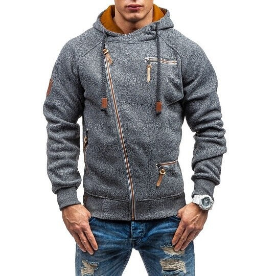 Autumn Winter Coat Oblique zipper Hoodies mens coats and jackets sportwear fitness Tracksuit fleece Jacket male Hoody Sweatshirt - unitedstatesgoods