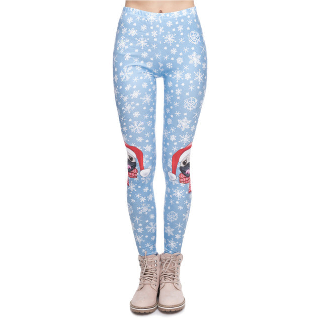 Christmas Series Women Legging Pug On Knees Printing Fitness Leggings Fashion High Waist Woman Pants - unitedstatesgoods