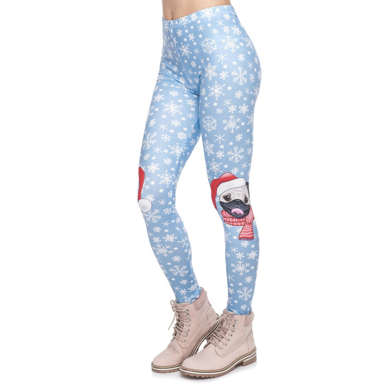 Christmas Series Women Legging Pug On Knees Printing Fitness Leggings Fashion High Waist Woman Pants - unitedstatesgoods