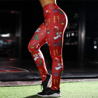Christmas Yoga Pants women High Waist Elastic Gym Leggings Sport Fitness Sportswear Quick Dry Trousers Colorvalue Yoga Leggings - unitedstatesgoods