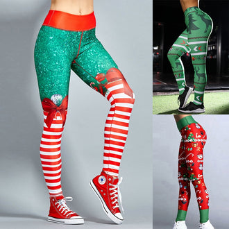 Christmas Yoga Pants women High Waist Elastic Gym Leggings Sport Fitness Sportswear Quick Dry Trousers Colorvalue Yoga Leggings - unitedstatesgoods