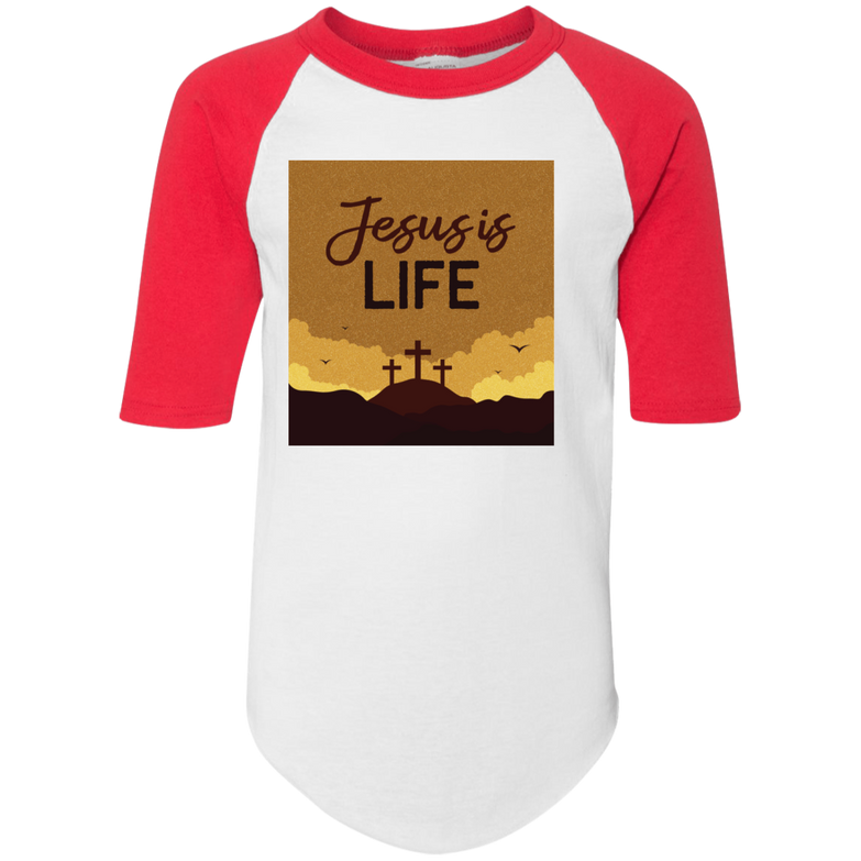 Jesus is life 4421 Youth Colorblock Raglan Jersey