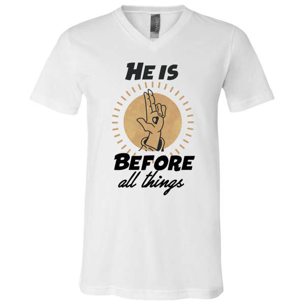 He is before all things 3005 Unisex Jersey SS V-Neck T-Shirt