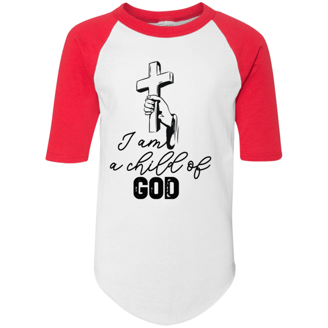 I am a child of God 4421 Youth Colorblock Raglan Jersey