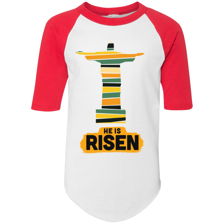 He is Risen 4421 Youth Colorblock Raglan Jersey