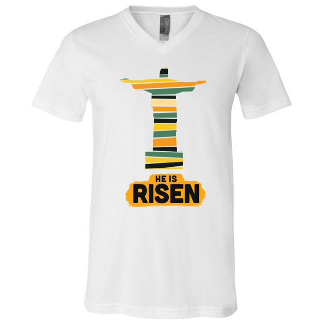 He is Risen3005 Unisex Jersey SS V-Neck T-Shirt