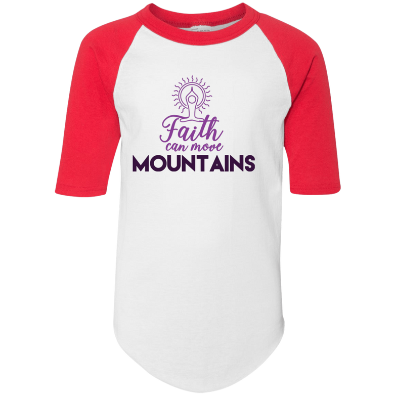 Faith can move mountains 4421 Youth Colorblock Raglan Jersey