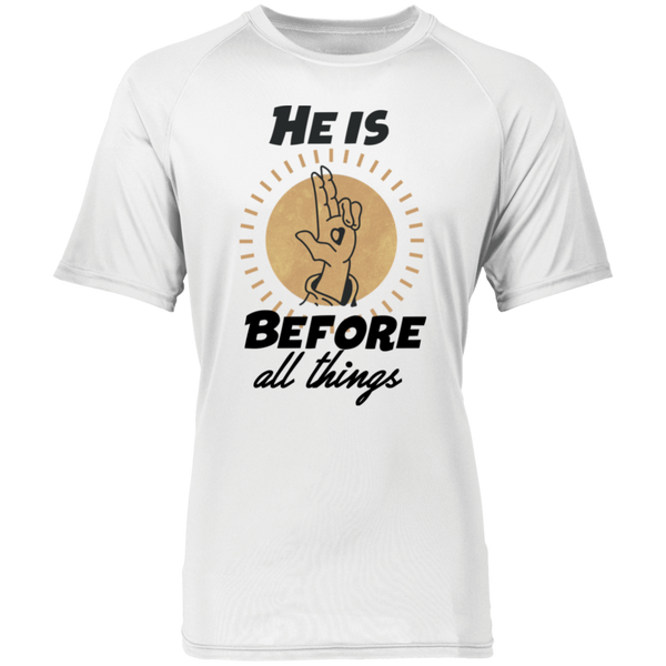 He is before all things 2790 Raglan Sleeve Wicking Shirt