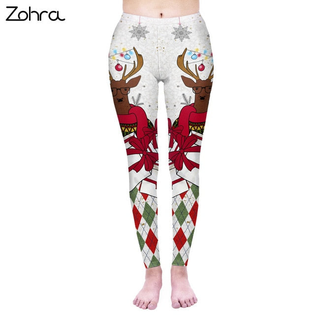 Fashion Women Legging Hipster Christmas Printing Leggins Workou Legins Slim Fitness Pants Punk Elasticity Leggings - unitedstatesgoods