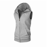 Fitness Hoodies Sleeveless Men Bodybuilding Clothing Hooded Hoodie Zipper Workout Jackets Tanktop Sudadera Hombre Sweatshirts - unitedstatesgoods