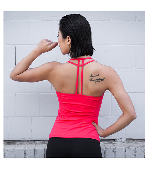 Free Shipping Eshtanga Women Yoga Backless Hollow Out Tank Tops With Padded Fitness Gym Vest 4 way stretch Clothing  Size XS-XL - unitedstatesgoods