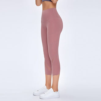 NWT 2020 Women Running Capris Yoga High Waist Skinny 4 Way Stretch Capris Fitness Leggings Sexy Net Yarn Cpairs