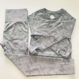 3pcs Women's Suit Camouflage Yoga Set Seamless Crop Top+Leggings Gym Set Fitness Workout Clothes for Women Ropa Deportiva Mujer