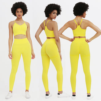New Arrival Sweet Colors Seamless Yoga Set Women Crop Top Sport Bra Gym Leggings Lift the Hips Fitness Workout Clothes Tracksuit
