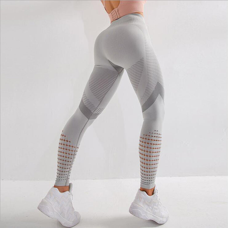 High Waist Fitness Gym Leggings Women Seamless Energy Tights Workout Running Activewear Yoga Pants Hollow Sport Trainning Wear