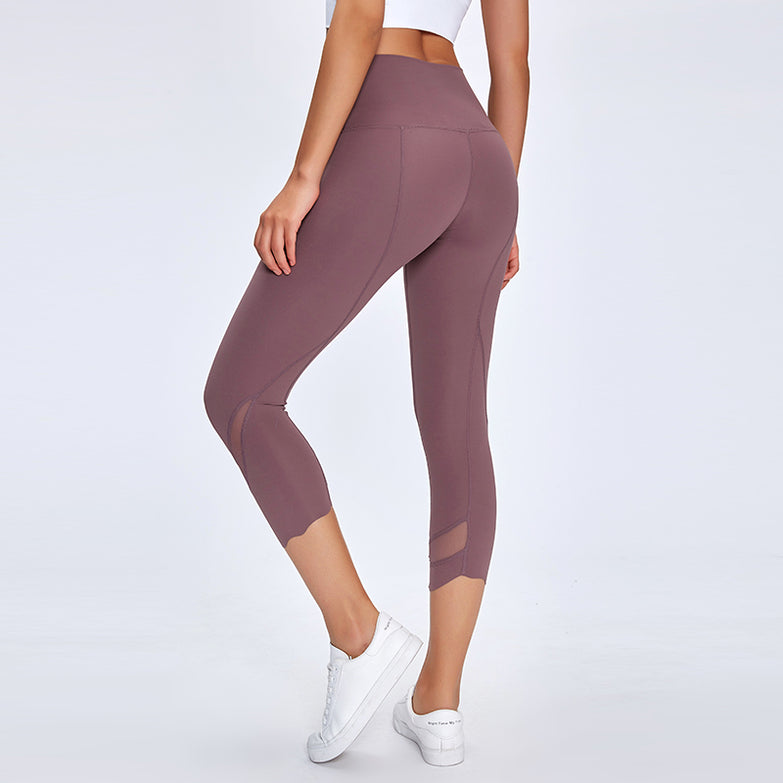 NWT 2020 Women Running Capris Yoga High Waist Skinny 4 Way Stretch Capris Fitness Leggings Sexy Net Yarn Cpairs