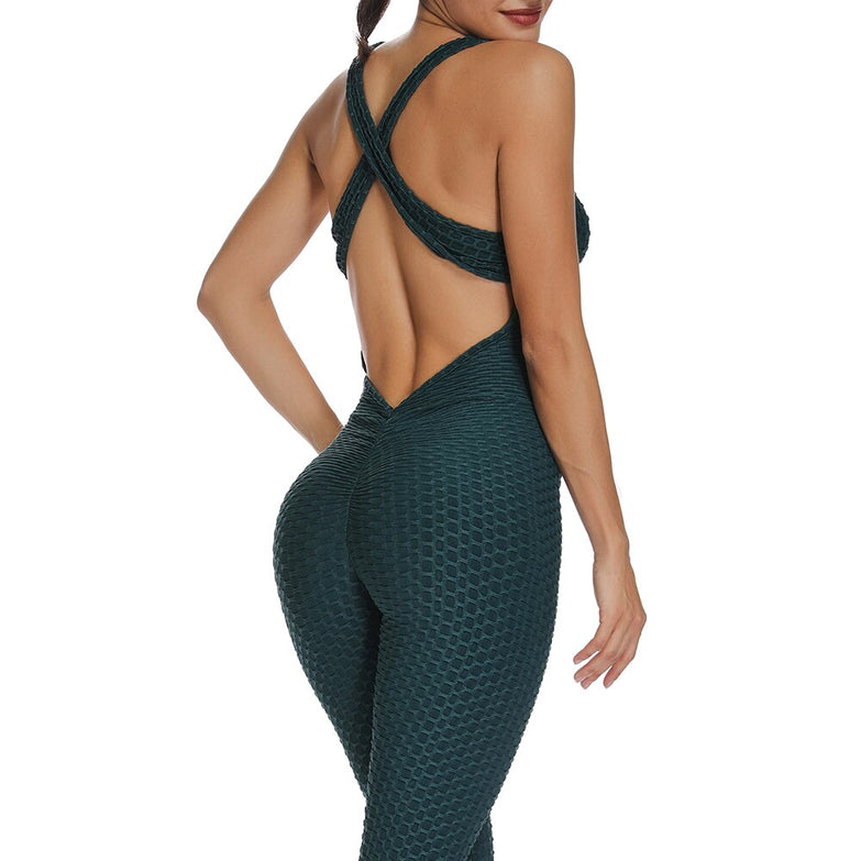 Fitness Women Sport Suit Jumpsuit 2019 Sexy Sleeveless Tracksuit Yoga Set Backless Gym Running Sportswear Leggings Workout Sport